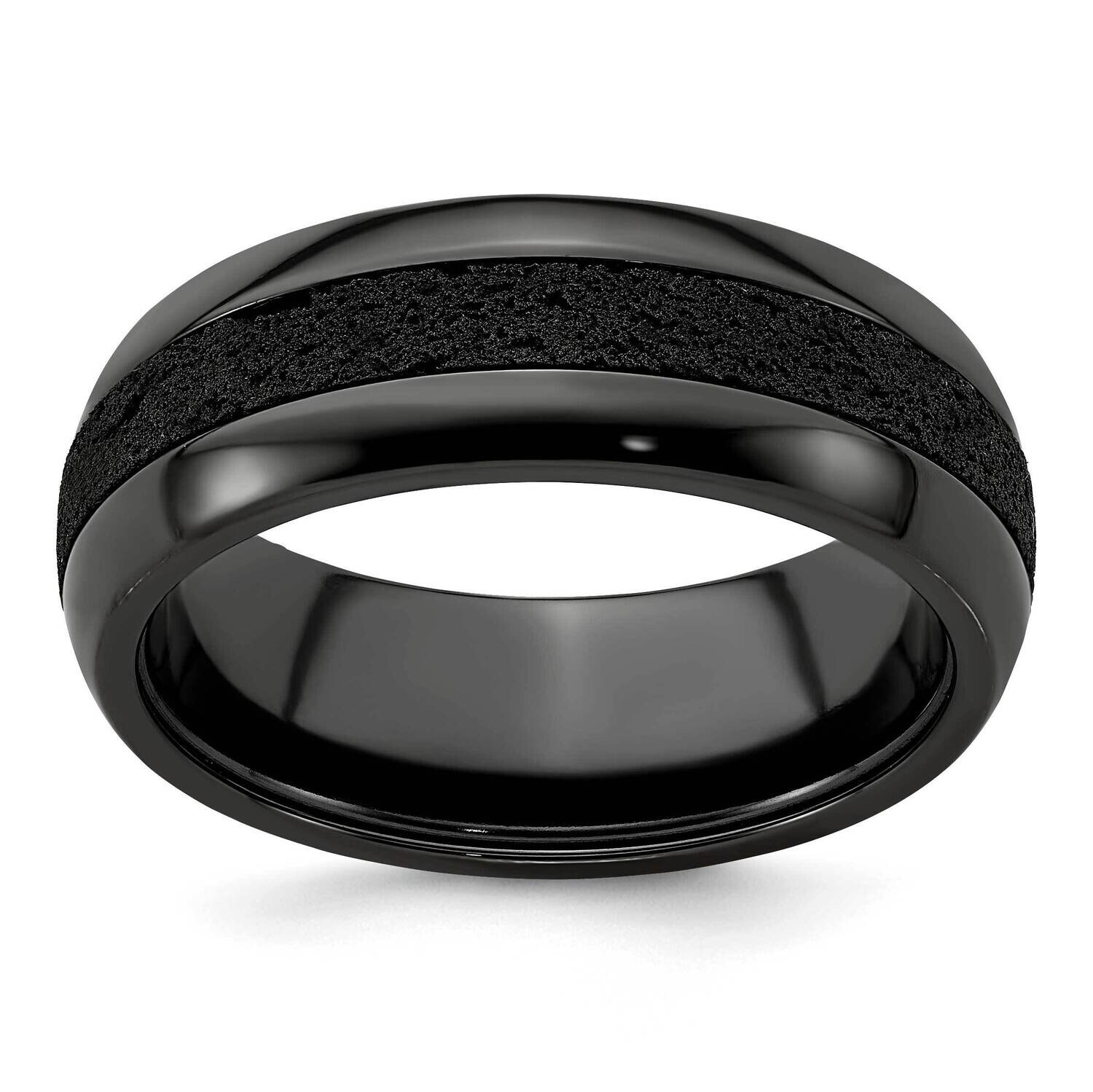 Edward Mirell 8mm Black Ti Beveled Press Fit Black Crete Insert Band Titanium EMR313 by Edward Mire…