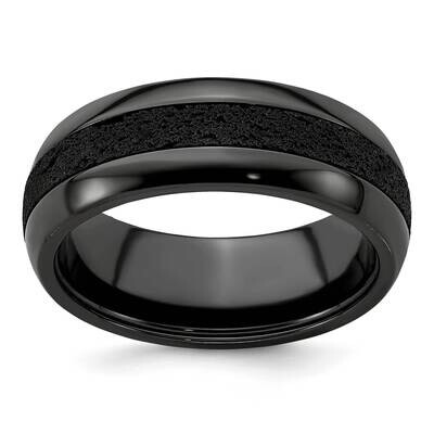 Edward Mirell 8mm Black Ti Beveled Press Fit Black Crete Insert Band Titanium EMR313 by Edward Mire…