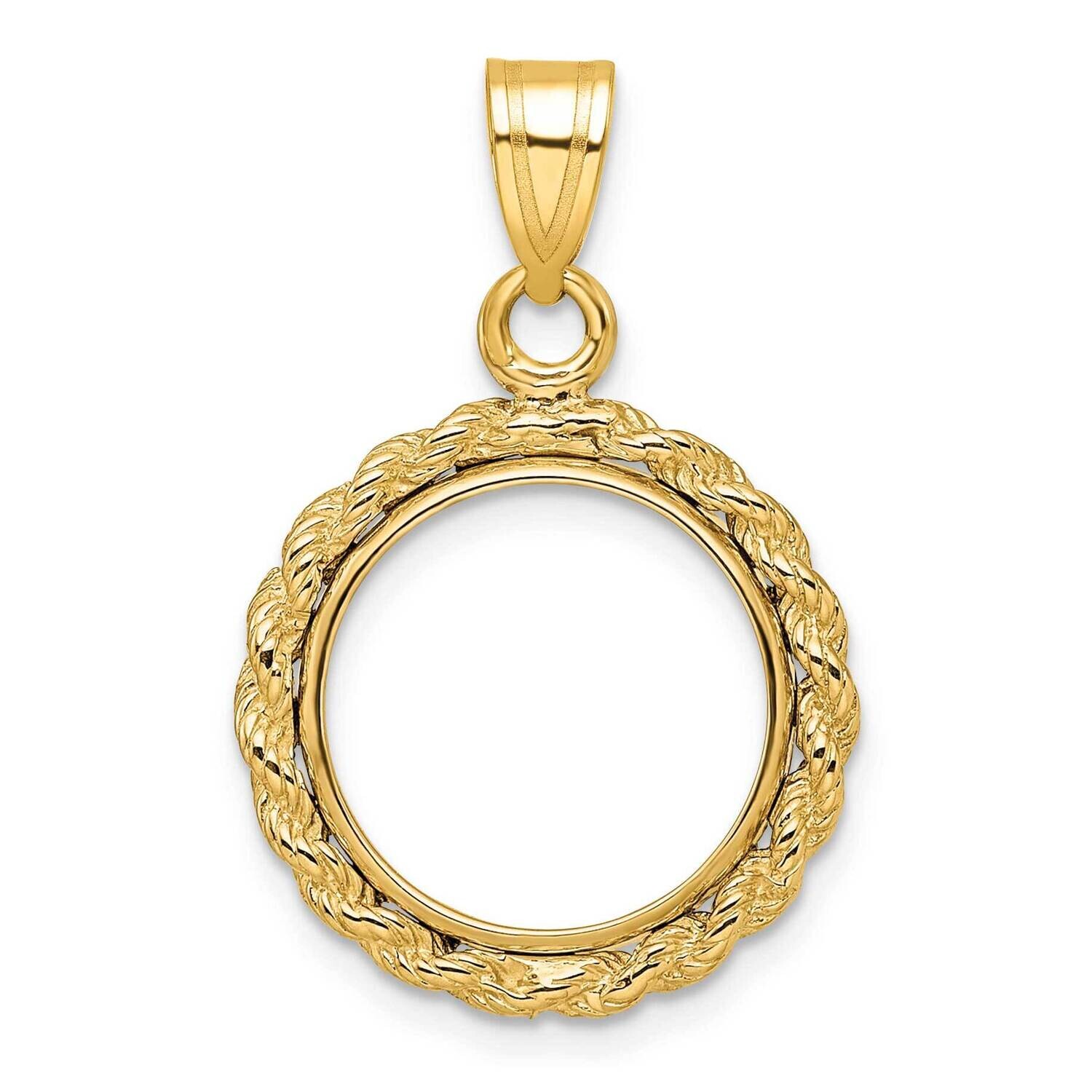 Polished Rope Prong 14.0mm Coin Bezel Pendant 14k Gold C3012/14.0, MPN: C3012/14.0,