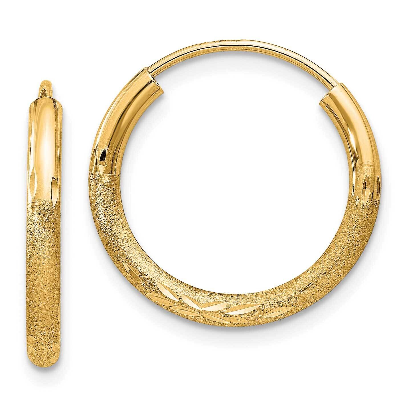 2mm Satin Diamond-Cut Endless Hoop Earrings 10k Gold 10XY1176, MPN: 10XY1176,