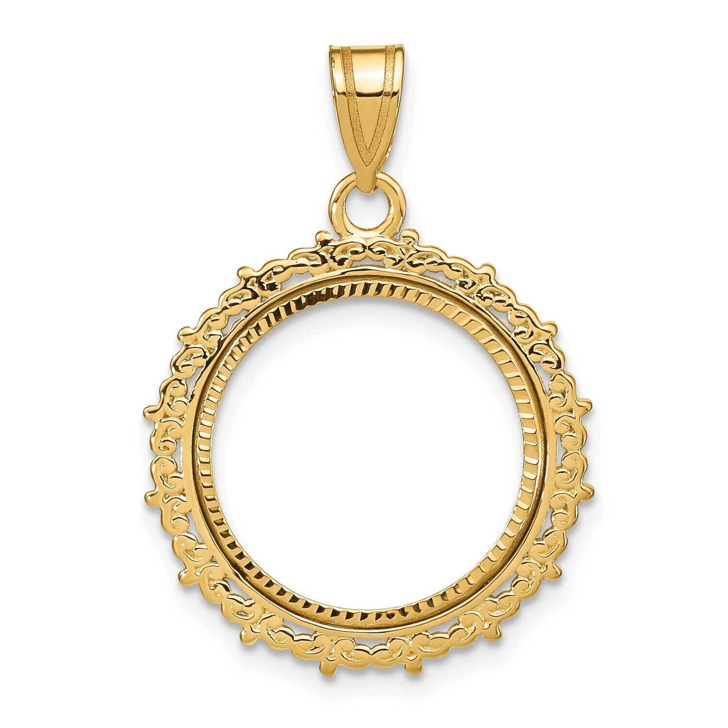 Fancy Diamond-Cut Prong 16.5mm Coin Bezel Pendant 14k Gold C8188/16.5, MPN: C8188/16.5,