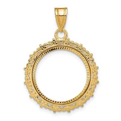 Fancy Diamond-Cut Prong 16.5mm Coin Bezel Pendant 14k Gold C8188/16.5, MPN: C8188/16.5,
