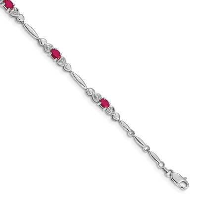 Diamond Composite Ruby Bracelet 7 Inch 10k White Gold BM4479-RU-001-1WA, MPN: BM4479-RU-001-1WA, 88…