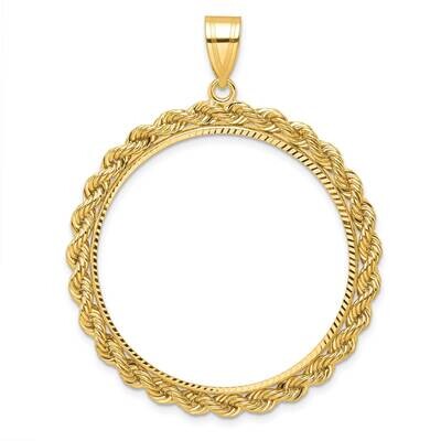 Diamond-Cut Rope Prong 32.7mm Coin Bezel Pendant 14k Gold C8178/32.7, MPN: C8178/32.7,