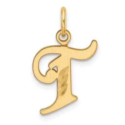 Letter T Initial Charm 14k Gold Diamond-Cut  C4833T, MPN: C4833T,