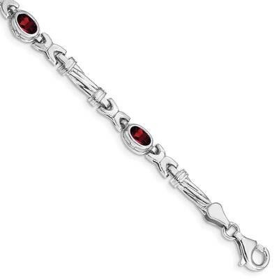 Garnet 4 Stone Bracelet 7 Inch 10k White Gold BM4497-GA-1W, MPN: BM4497-GA-1W,