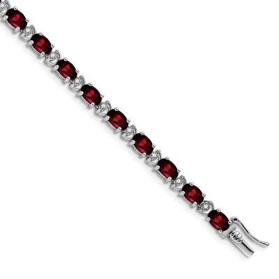 Oval Garnet Diamond Bracelet 7 Inch 14k White Gold BM7147-GA-010-WA, MPN: BM7147-GA-010-WA, 8867741…
