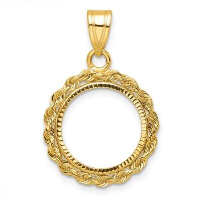 Diamond-Cut Rope Prong 14.0mm Coin Bezel Pendant 14k Gold C8178/14.0, MPN: C8178/14.0,