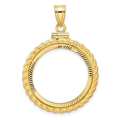 Diamond-Cut Casted Rope Screw Top 22.0mm X 1.9mm Coin Bezel Pendant 14k Gold C8196/22.0, MPN: C8196…