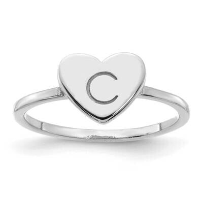 Initial Heart Signet Ring 10k White Gold 10XNR124W, MPN: 10XNR124W,