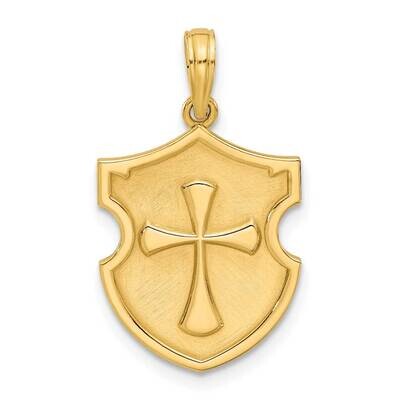Fancy Shield Cross Charm 14k Gold D5536 by Men&#39;s Jewelry and Accessories, MPN: D5536,
