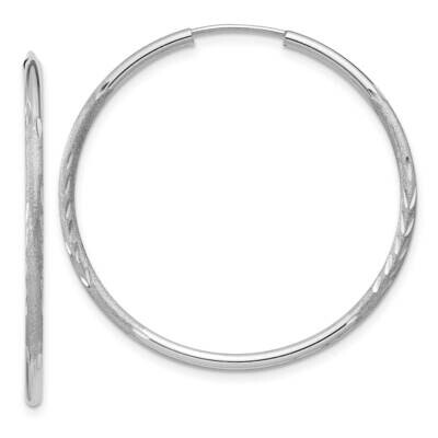 1.5mm Diamond-Cut Endless Hoop Earrings 10k White Gold 10XY1194, MPN: 10XY1194,