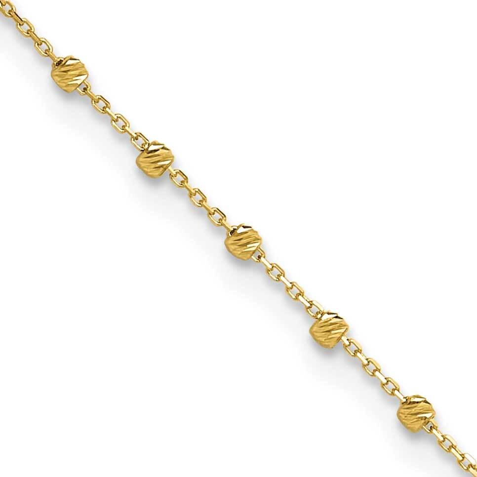 Diamond-Cut Beaded 9 Inch Plus .75 Inch Extender Anklet 14k Polished Gold ANK348-9, MPN: ANK348-9, …