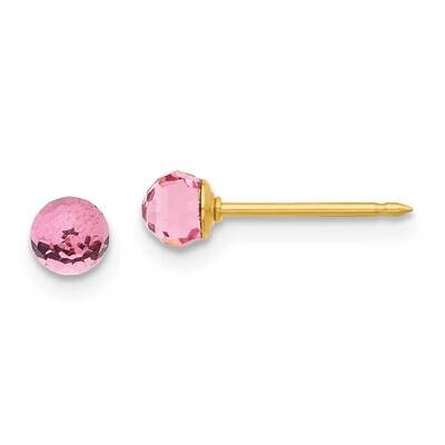 Inverness 4mm Pink Crystal Faceted Ball Earrings 14k Polished Gold 305E, MPN: 305E,