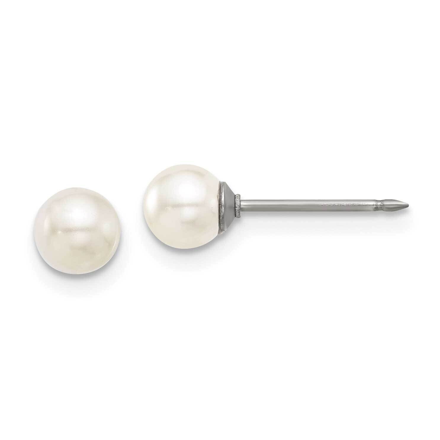 Inverness 5mm Glass Pearl Post Earrings Titanium 558E, MPN: 558E,