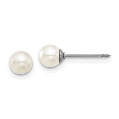 Inverness 5mm Glass Pearl Post Earrings Titanium 558E, MPN: 558E,