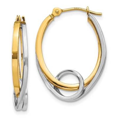 Oval Loop Hoop Earrings 10k Two-Tone Gold 10YE1024, MPN: 10YE1024, 716838383085