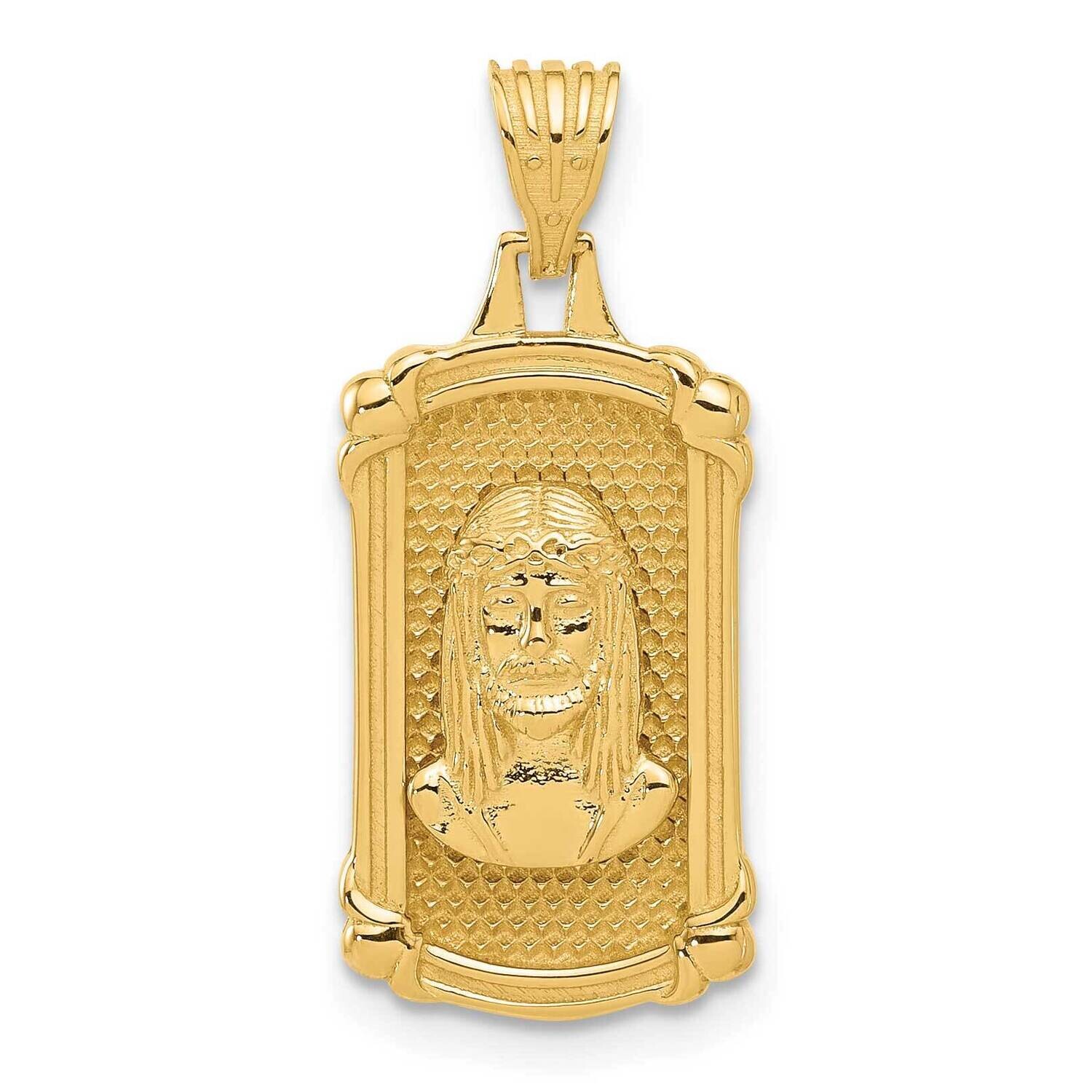 Textured Dog Tag Jesus Pendant 14k Polished Gold C4967 by Men&#39;s Jewelry and Accessories, MPN: C4967,
