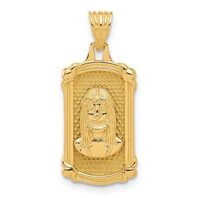 Textured Dog Tag Jesus Pendant 14k Polished Gold C4967 by Men&#39;s Jewelry and Accessories, MPN: C4967,