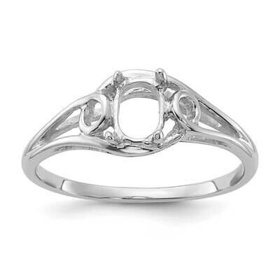 Polished 6X4 Oval Gemstone Ring Mounting 10k White Gold 10Y2206, MPN: 10Y2206,