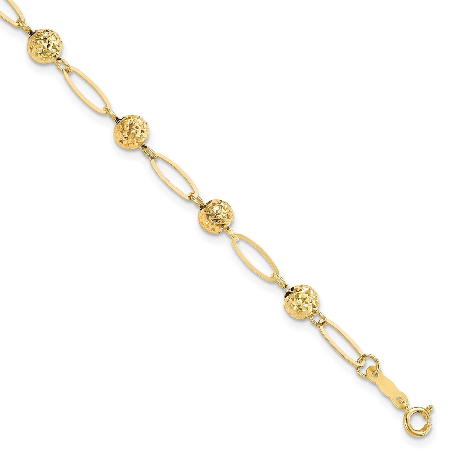 Beads Link Bracelet 7 Inch 14k Gold Diamond-Cut  FB1892Y-7, MPN: FB1892Y-7,