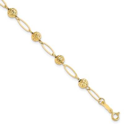 Beads Link Bracelet 7 Inch 14k Gold Diamond-Cut  FB1892Y-7, MPN: FB1892Y-7,