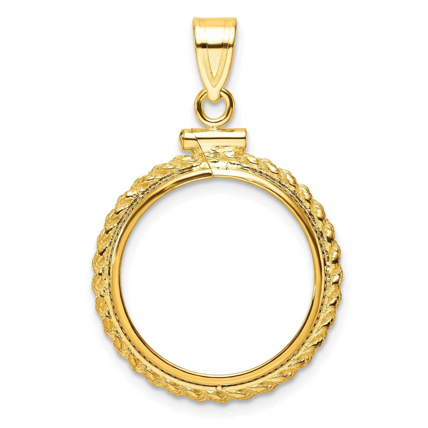 Polished Casted Rope Screw Top 18.0mm X 1.35mm Coin Bezel Pendant 14k Gold C8195/18.0, MPN: C8195/1…