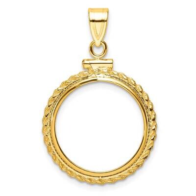 Polished Casted Rope Screw Top 18.0mm X 1.35mm Coin Bezel Pendant 14k Gold C8195/18.0, MPN: C8195/1…