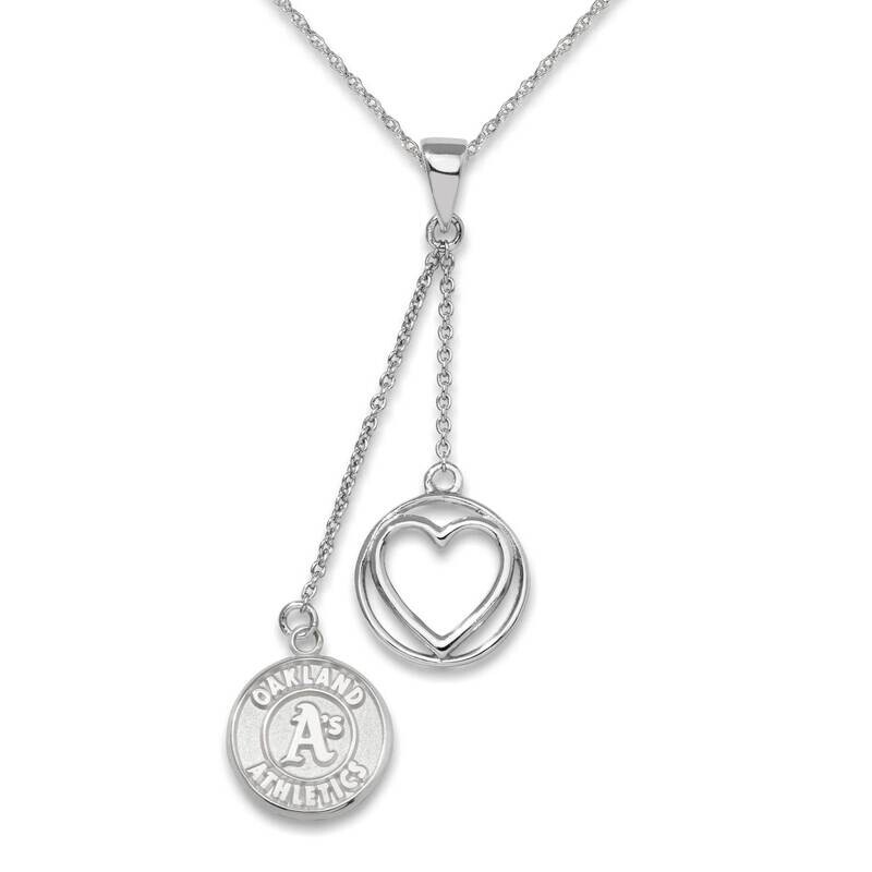 Mlb Logoart OaklAthletics Beloved Heart Necklace Sterling Silver ATH005BLN-SS