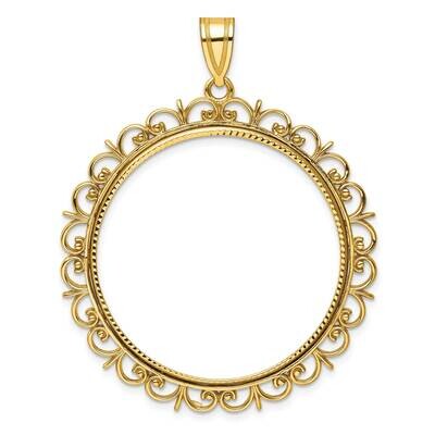 Fancy Diamond-Cut Prong 32.7mm Coin Bezel Pendant 14k Gold C8198/32.7, MPN: C8198/32.7,