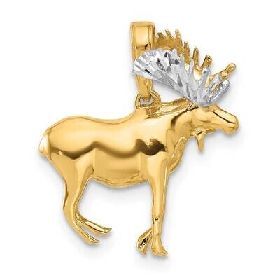 Diamond-Cut 3D Moose Pendant 14k Gold White Rhodium  C4904 by Men&#39;s Jewelry and Accessories, MPN: C…