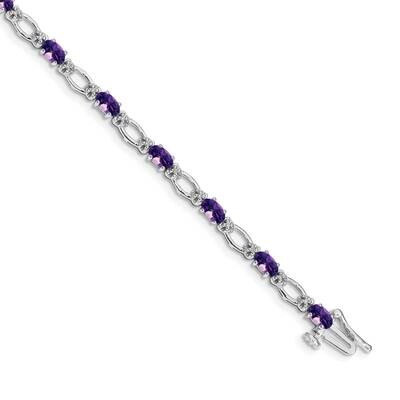 Diamond Amethyst Bracelet 7 Inch 14k White Gold BM4491-AM-010-WA, MPN: BM4491-AM-010-WA,