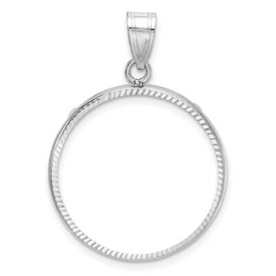 Diamond-Cut Prong 22.0mm Coin Bezel Pendant 14k White Gold C3997W/22.0, MPN: C3997W/22.0,