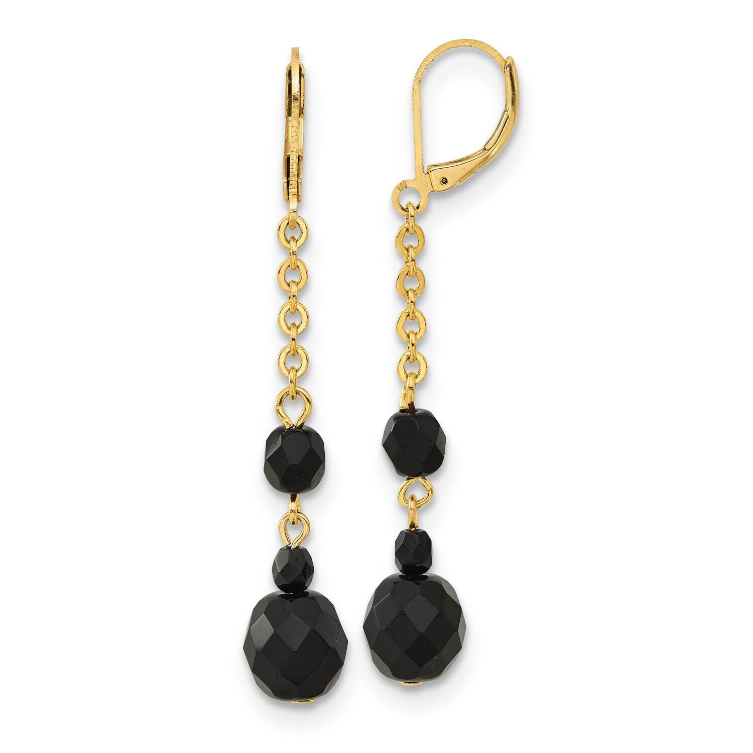 1928 Jewelry Jet Black Beaded Chain Linear Leverback Earrings Gold-Tone BF3288, MPN: BF3288, 119967…