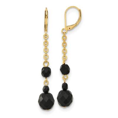 1928 Jewelry Jet Black Beaded Chain Linear Leverback Earrings Gold-Tone BF3288, MPN: BF3288, 119967…