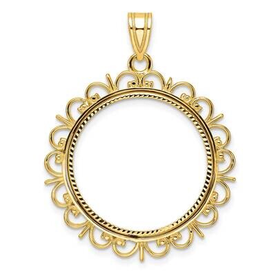 Fancy Diamond-Cut Prong 22.0mm Coin Bezel Pendant 14k Gold C8198/22.0, MPN: C8198/22.0,