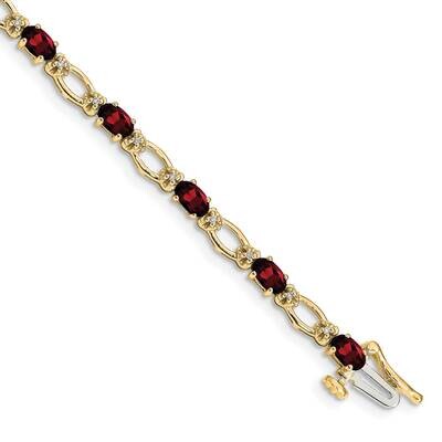 Diamond Garnet Bracelet 7 Inch 14k Gold BM4491-GA-010-YA, MPN: BM4491-GA-010-YA,