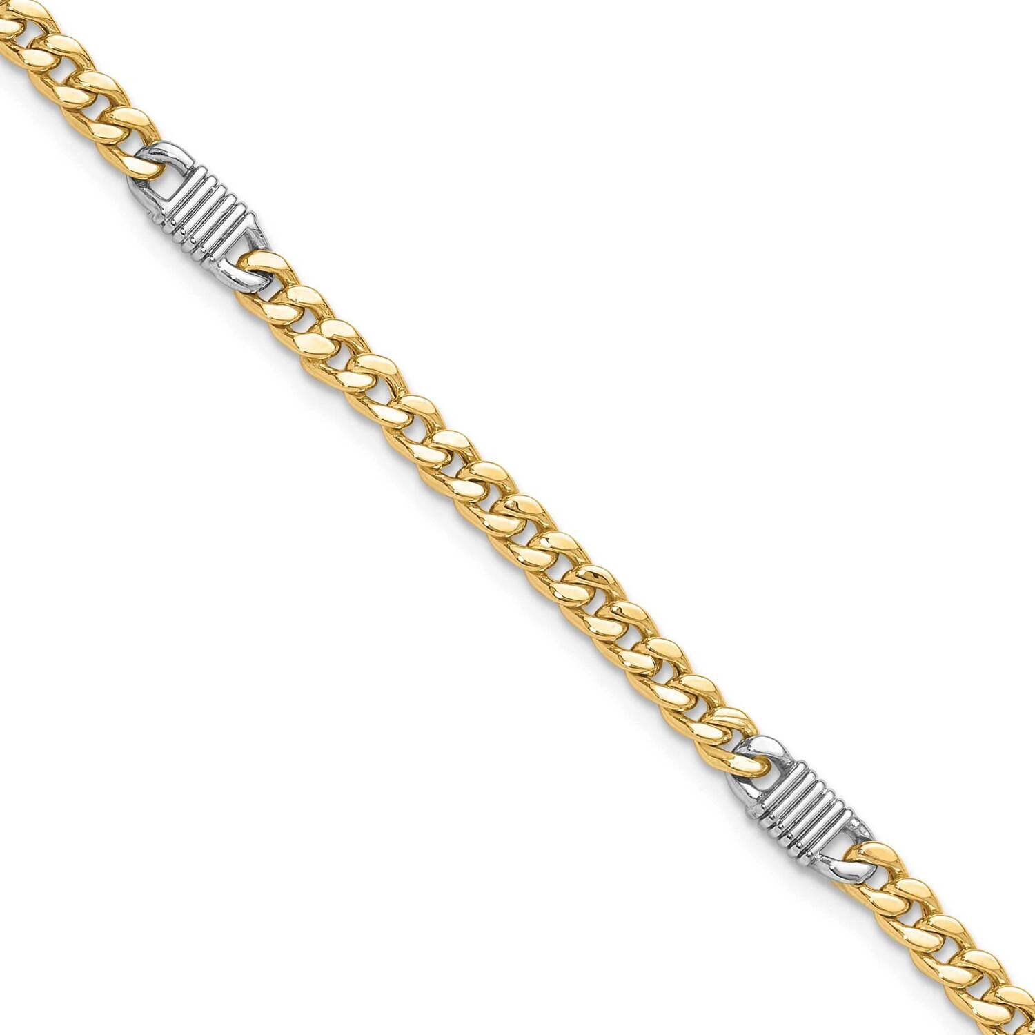 Polished Fancy Link Bracelet 7.5 Inch 14k Two-Tone Gold FB2024-7.75