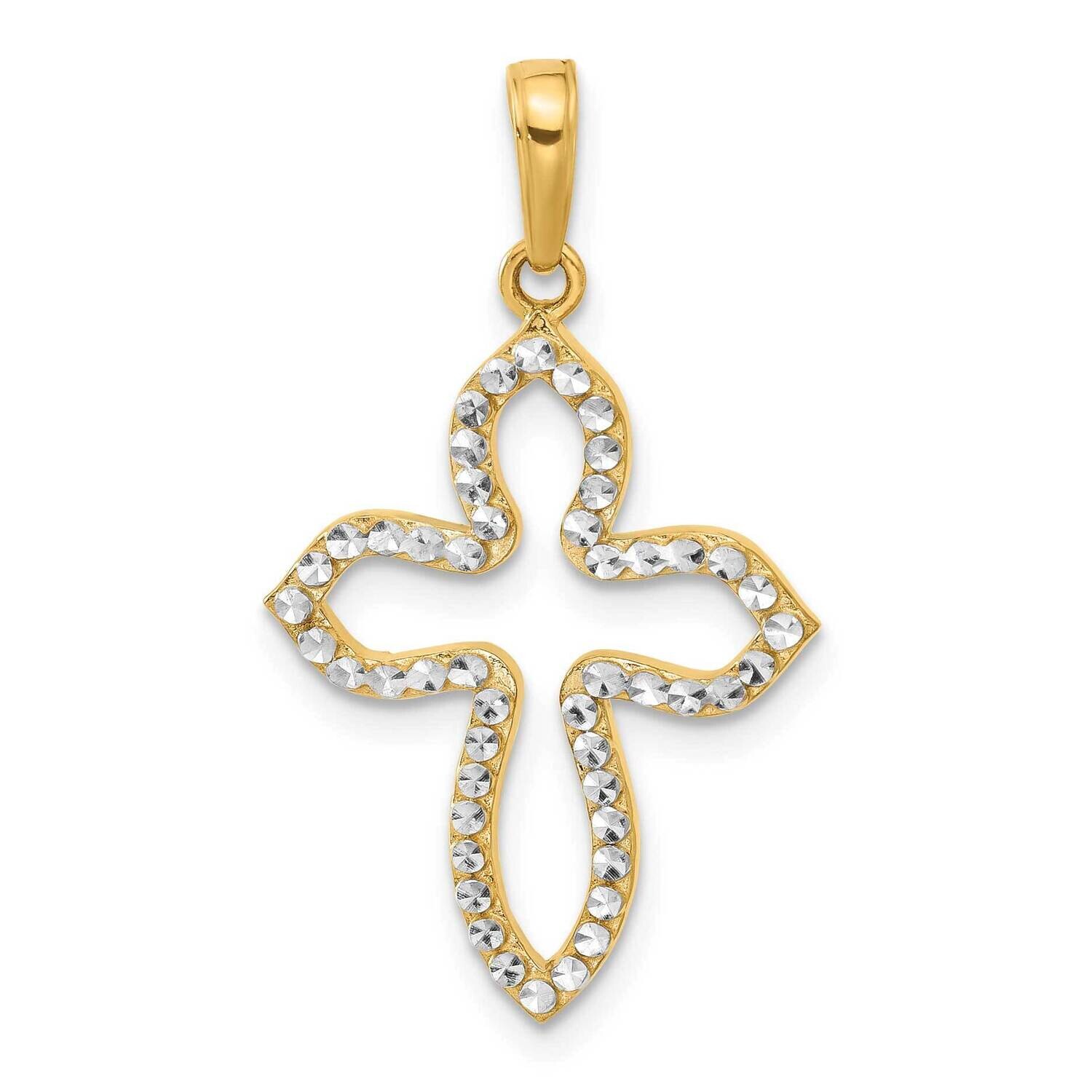 Diamond-Cut Pointed Cross Pendant 14k Gold White Rhodium  C4951 by Men&#39;s Jewelry and Accessories, M…