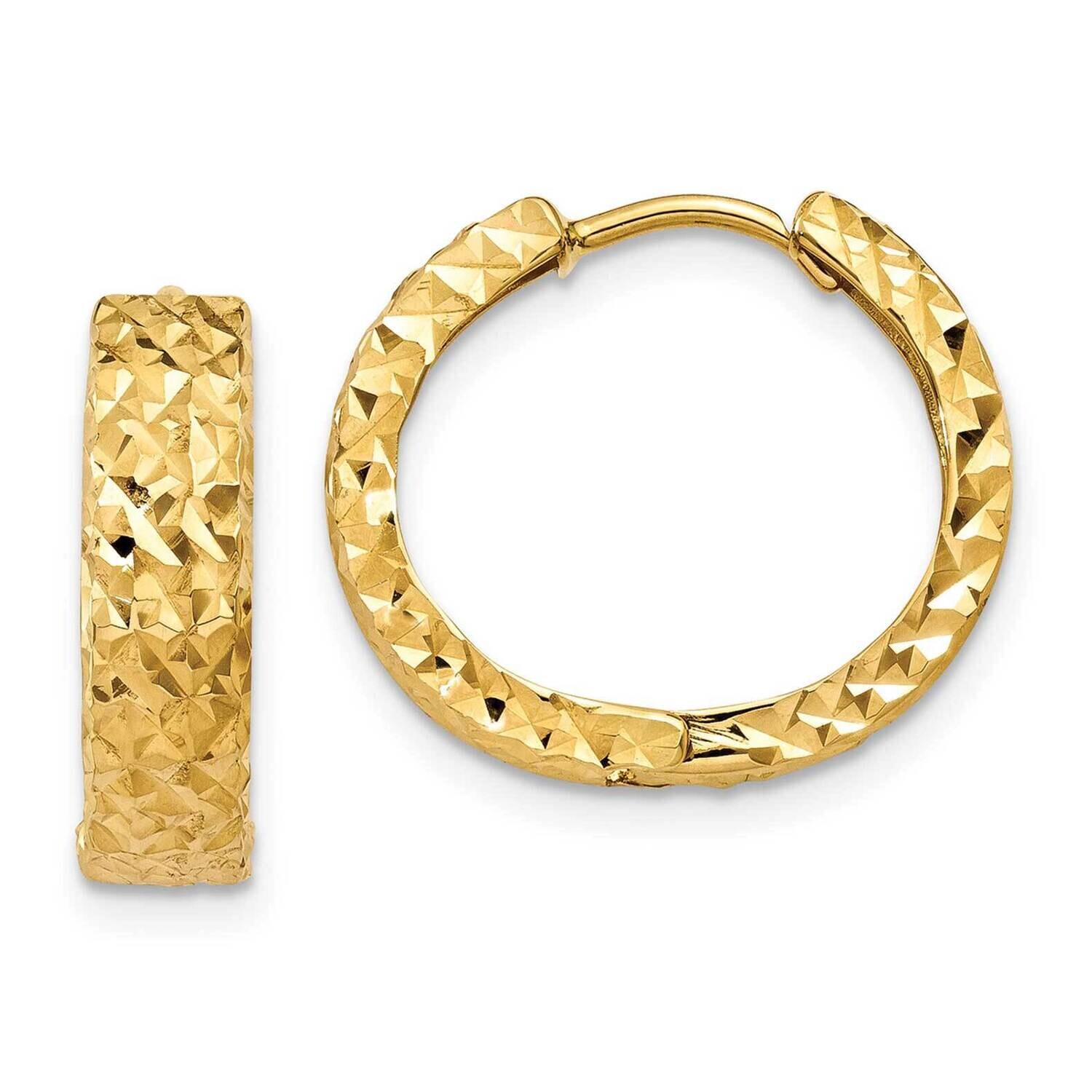 Diamond-Cut Hinged Hoop Earrings 10k Gold 10Y7926, MPN: 10Y7926, 196904097052