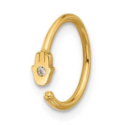 20 Gauge Polished CZ Hamsa Nose Ring 14k Gold BD261, MPN: BD261,