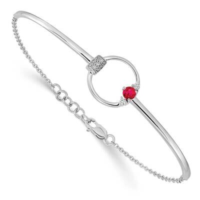 Polished Diamond Ruby Circle 7 Inch .5 Inch Extension Bracelet 14k White Gold BM6886-RU-009-WA, MPN…