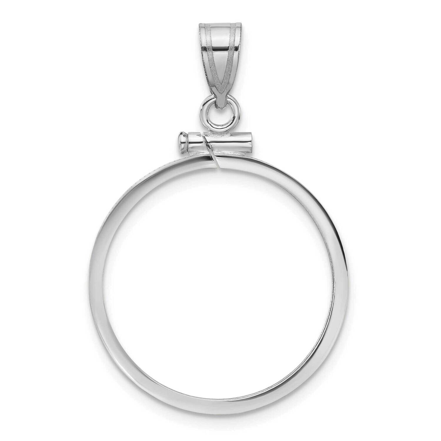 Polished Screw Top 22.0mm X 1.9mm Coin Bezel Pendant 14k White Gold C1885W/22.0