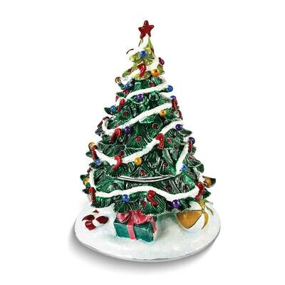Luxury Giftware Pewter Crystals Silver-Tone Enameled Nostalgia Christmas Tree Trinket Box Matching …