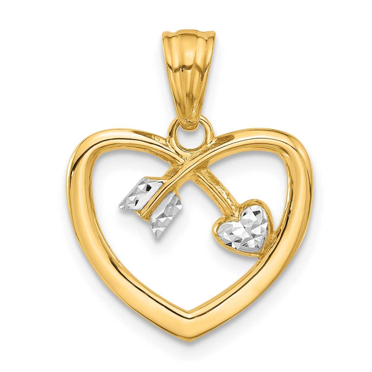 Diamond-Cut Heart Arrow Pendant 14k Gold White Rhodium C4852