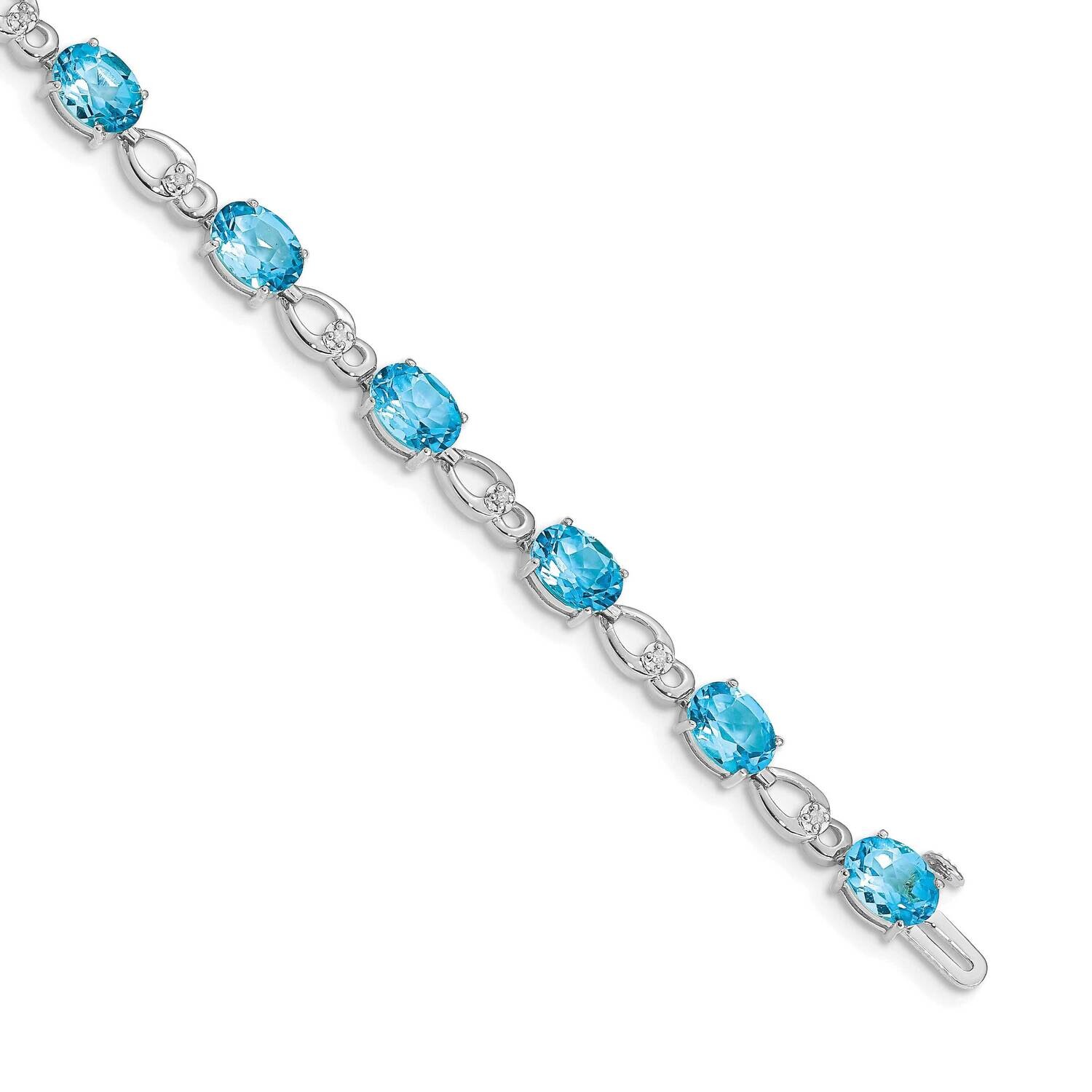 Blue Topaz Diamond Bracelet 7 Inch 14k White Gold BM4496-BT-005-WA