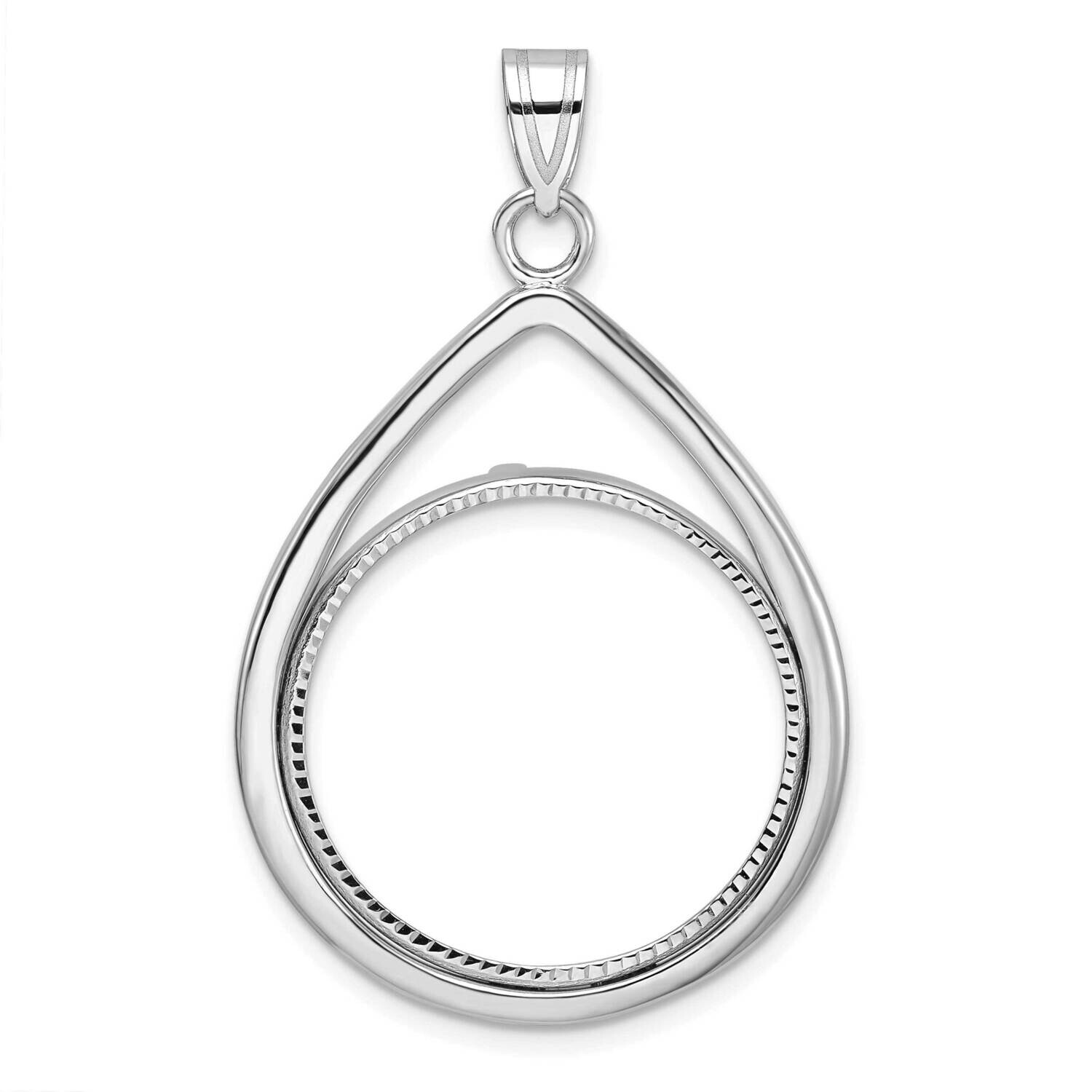 Polished &amp; Diamond-Cut Tear Drop Prong 22.0mm Coin Bezel Pendant 14k White Gold C8192W/22.0, MPN: C…