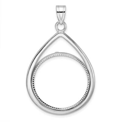 Polished &amp; Diamond-Cut Tear Drop Prong 22.0mm Coin Bezel Pendant 14k White Gold C8192W/22.0, MPN: C…
