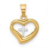 Polished Cross In Heart Pendant 14k Two-Tone Gold C4838, MPN: C4838,