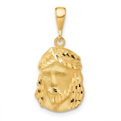 Satin Diamond-Cut Jesus Medal Pendant 14k Gold C4968 by Men&#39;s Jewelry and Accessories, MPN: C4968,